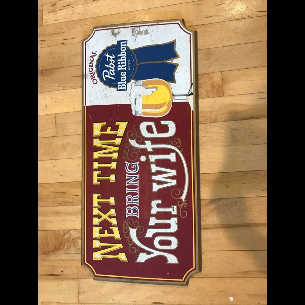 Vintage Pabst Blue Ribbon Wooden Plaque